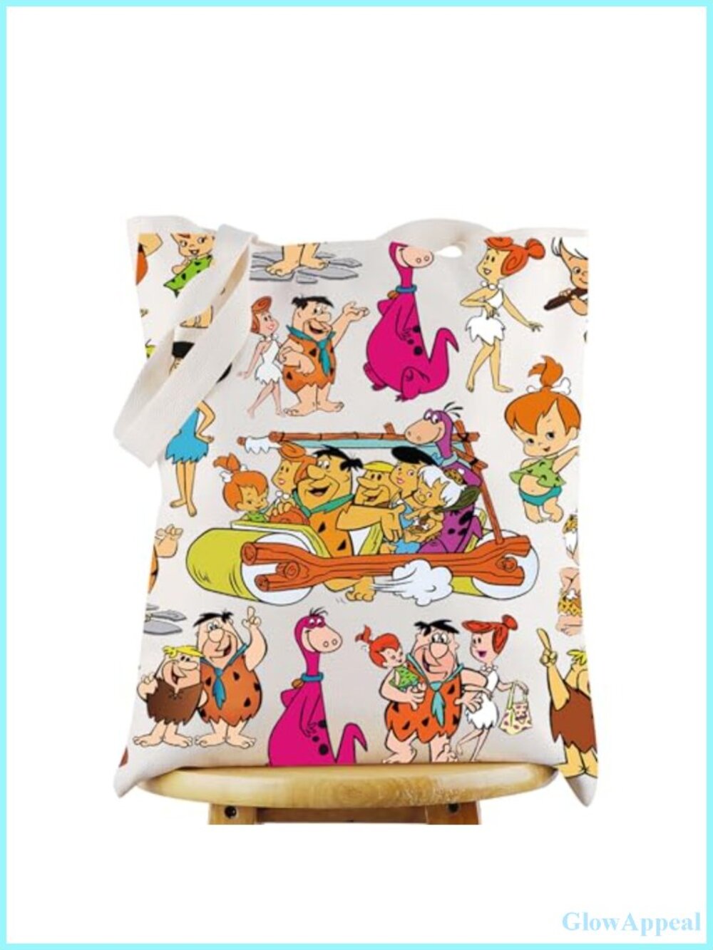 Canvas Tote Bag Cartoon Print Fred & Wilma Tote Shoulder Bag Gift